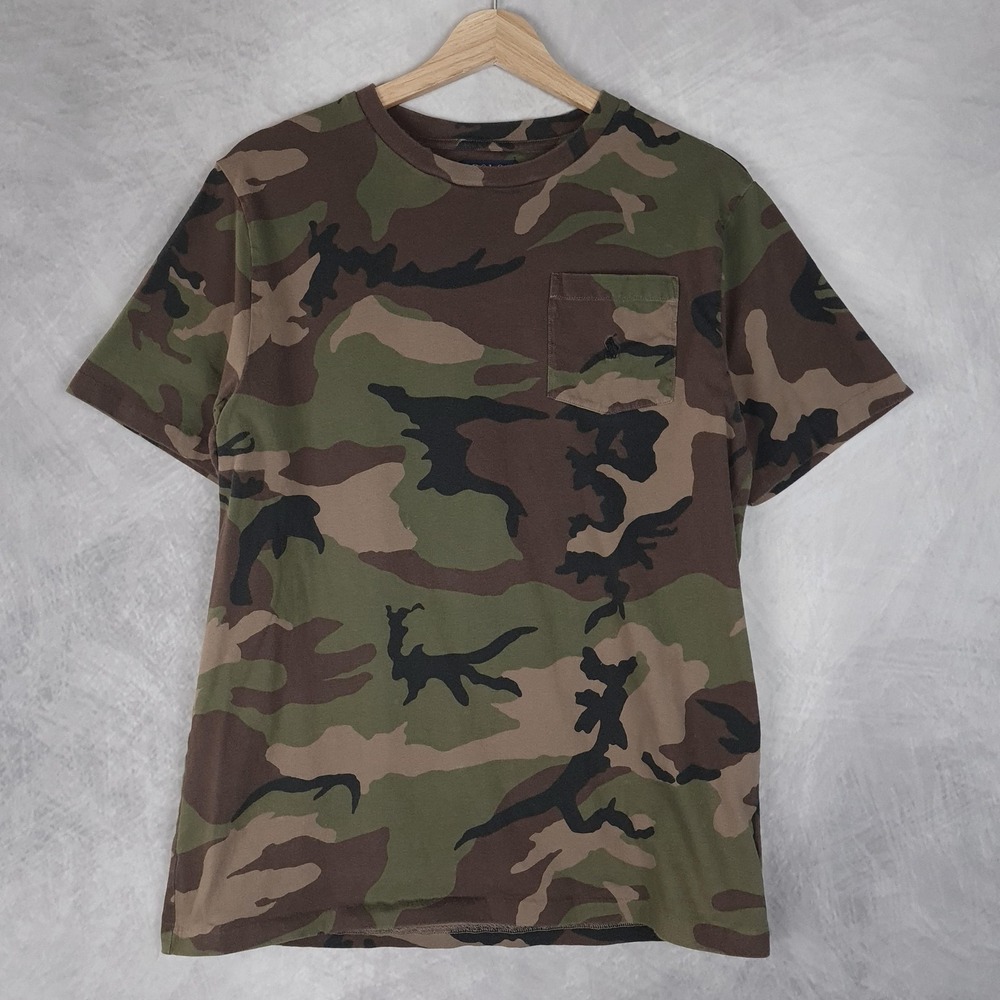 Polo Ralph Lauren Shirt Boys 18-20 Green Camo Pocket Tee Logo Crew Neck Cotton